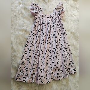 Tucker + Tate Pink Leopard Girls Dress Sz 7 A-line Ruffle Shoulders